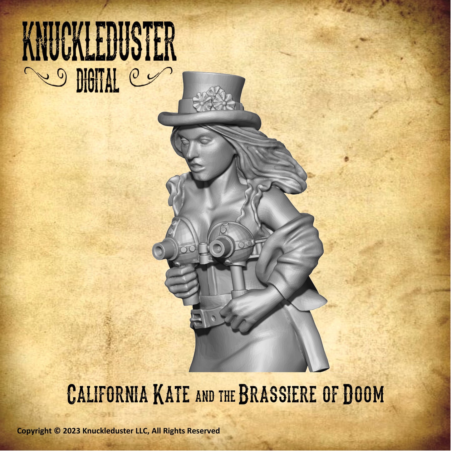 California Kate and the Brassiere of Doom (Printable STL)
