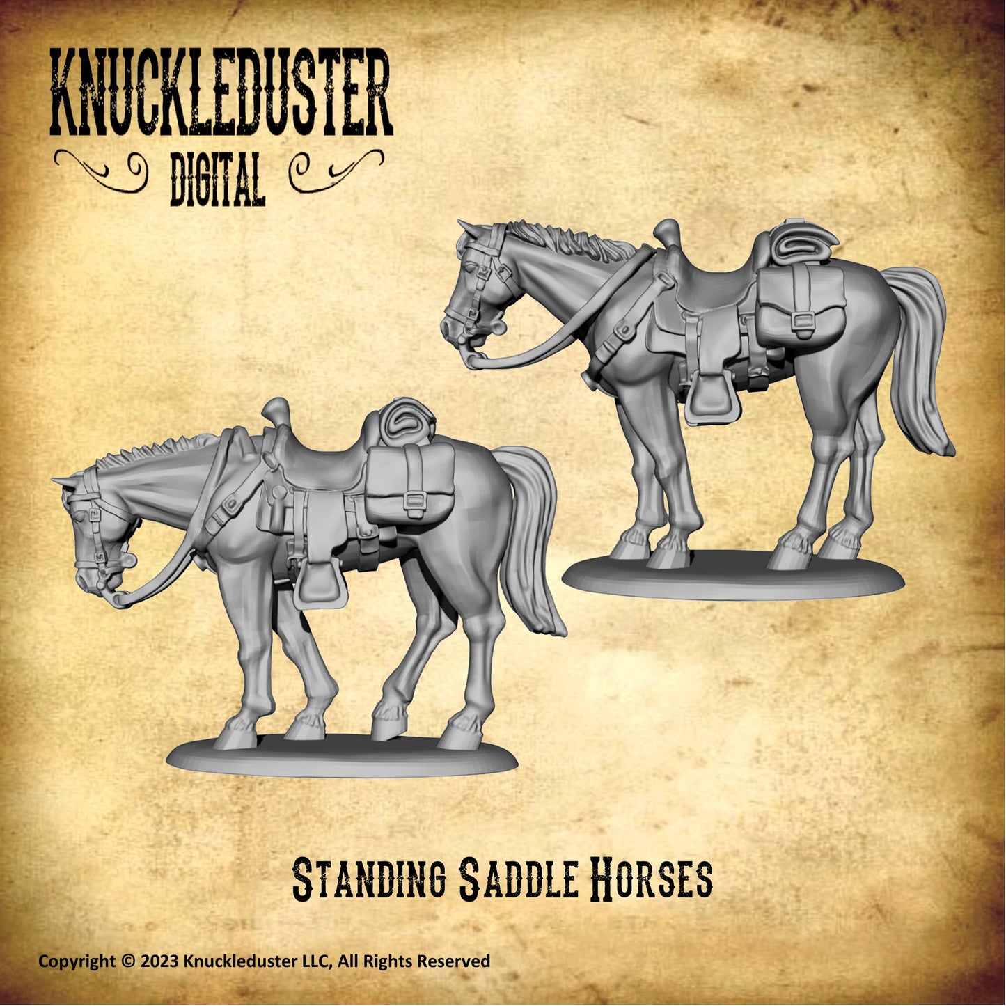 Standing Saddle Horses (Downloadable STLs)