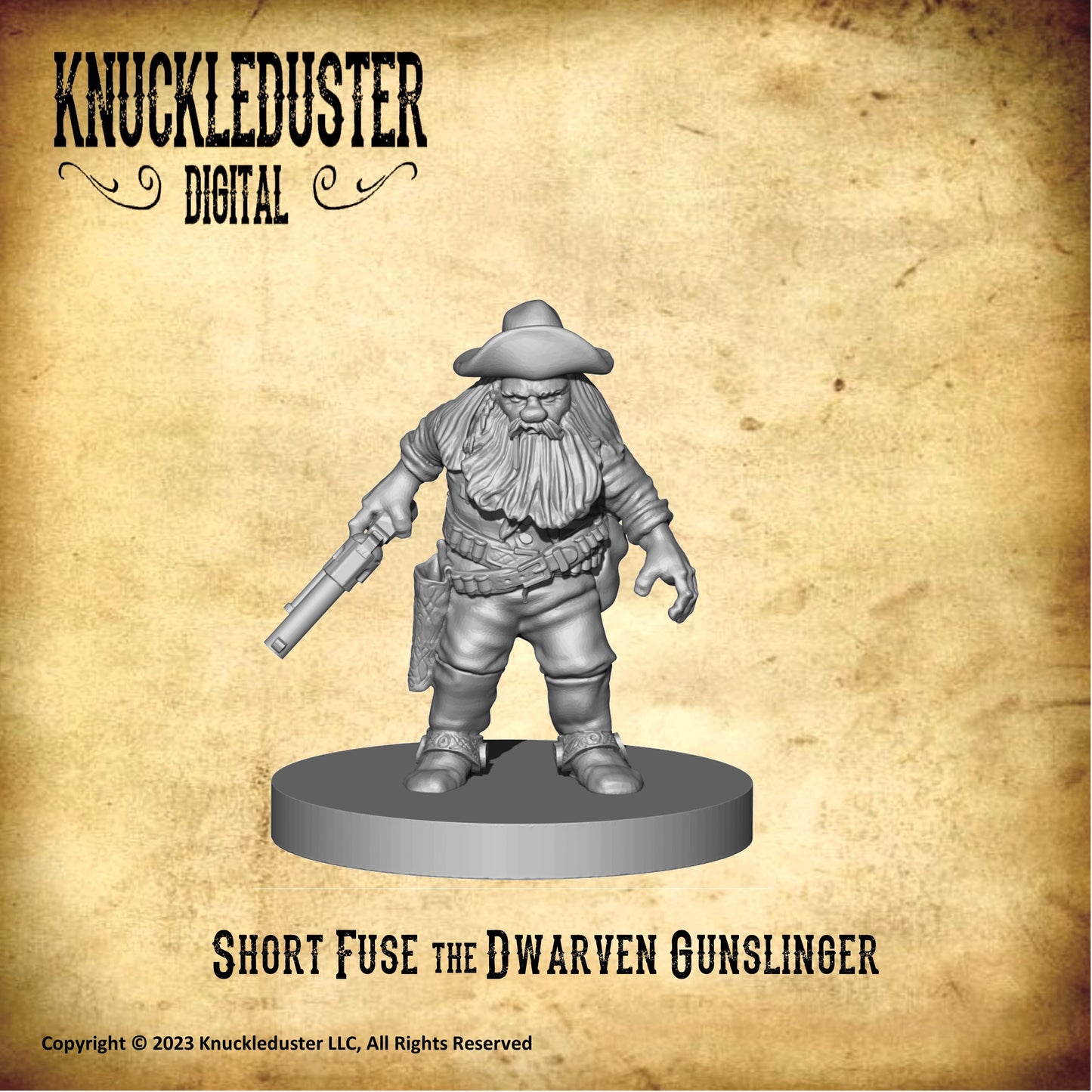 Short Fuse, the Dwarven Gunfighter (Printable STL)