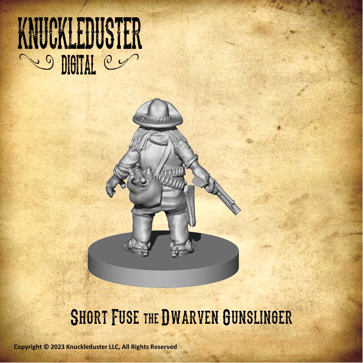 Short Fuse, the Dwarven Gunfighter (Printable STL)