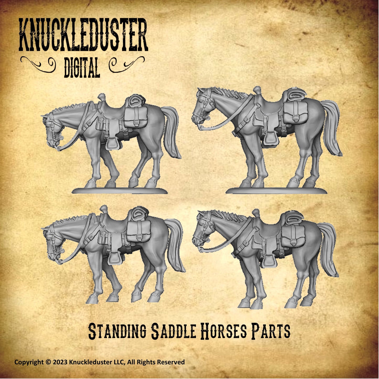 Standing Saddle Horses (Downloadable STLs)