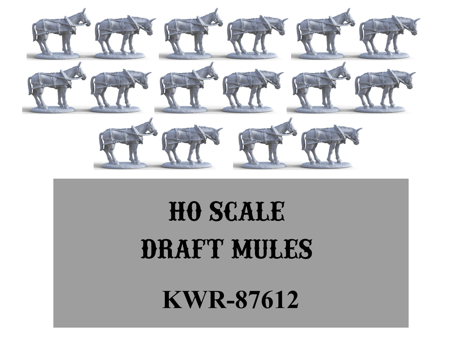 HO-Scale Draft Mules Standing