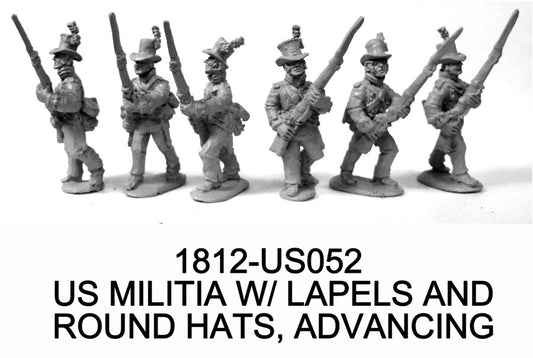US Militia Advancing  in Round Hats and Coats W/Lapels