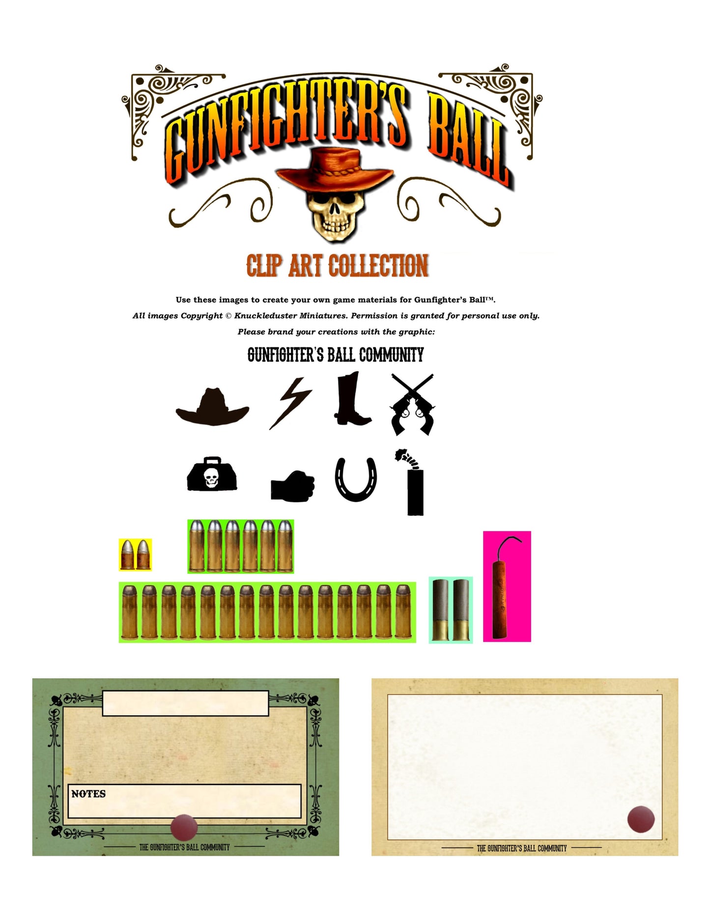 Gunfighter's Ball Character Card Creation Graphics