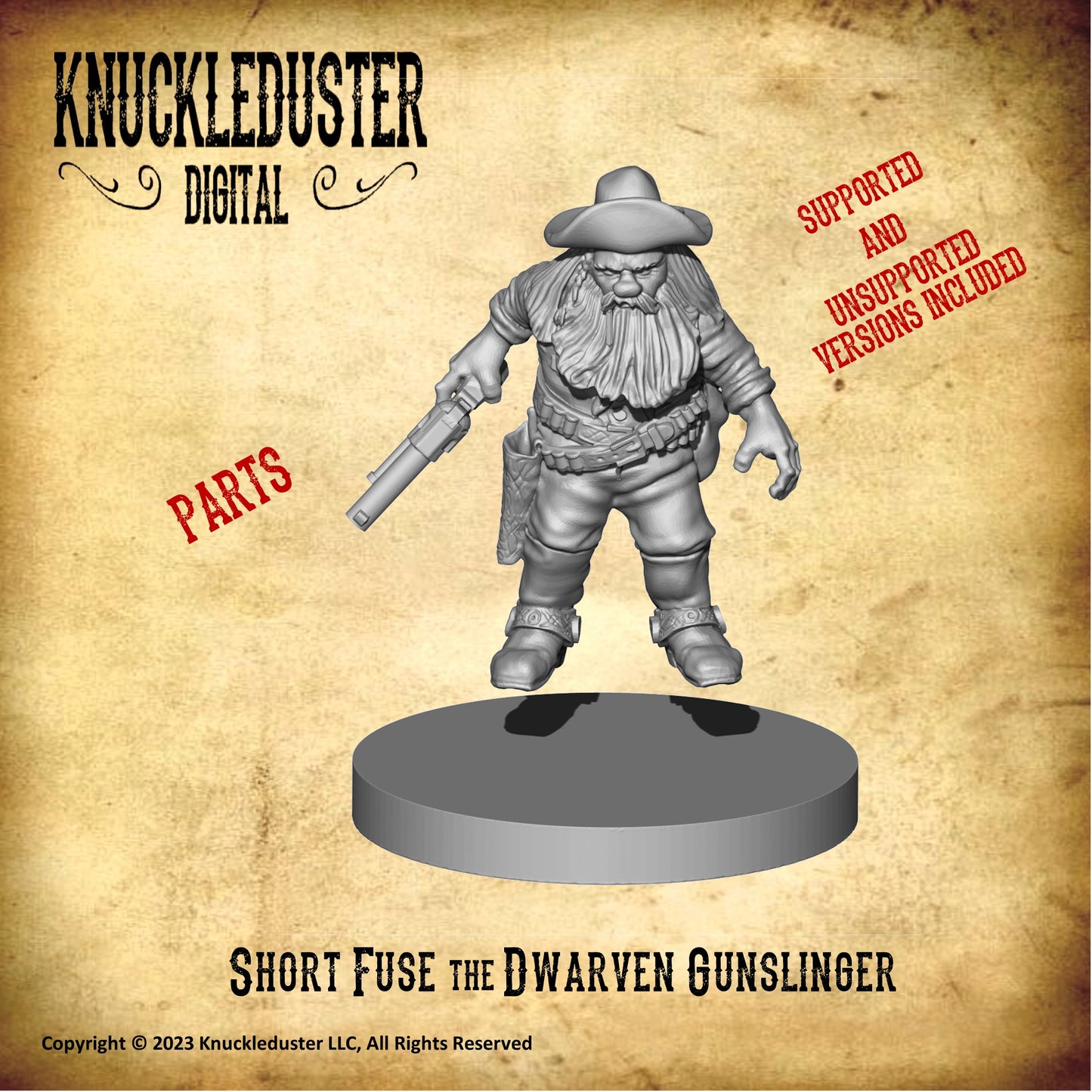 Short Fuse, the Dwarven Gunfighter (Printable STL)