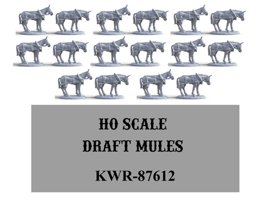 HO-Scale Draft Mules Standing