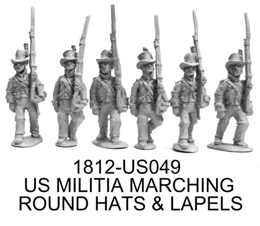 US Militia Marching in Round Hats and Coats W/Lapels