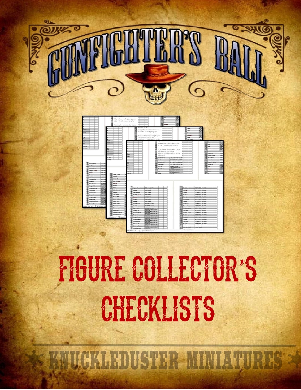 Gunfighter's Ball Figure Collector's Roster Sheets